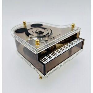 Disney Mickey Mouse Piano Music Box Schmid Acrylic Grand Piano Hong Working..